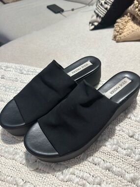 Steve Madden Black Platform Slide Sandals